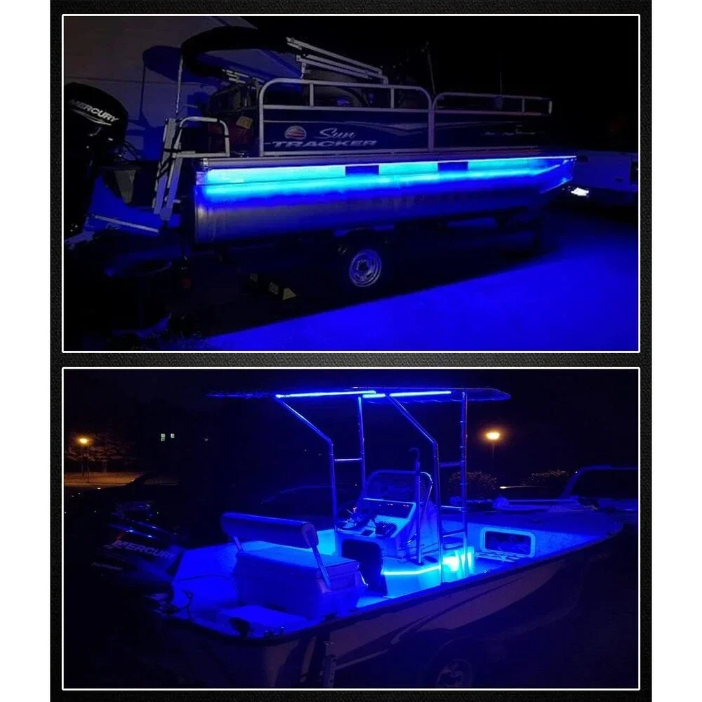 Blue LED Boat Strip Lights, 32.8FT Marine Pontoon Led Lights, Waterproof Boat